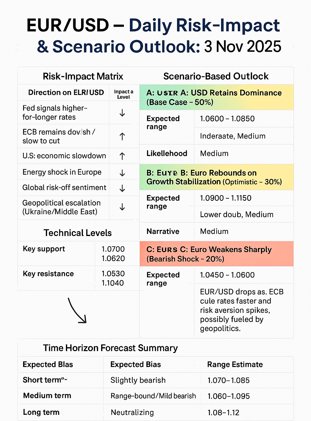 EUR/USD — Daily Risk-Impact & Scenario Outlook: 3 Nov 2025