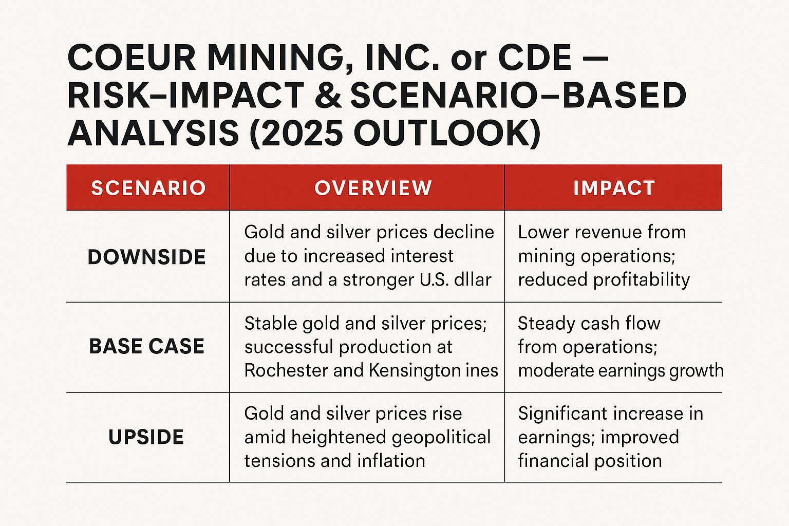 Should I trade Coeur Mining, Inc. or CDE? A Risk-Impact and Scenario-Based Analysis